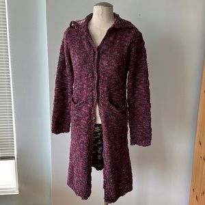 Purple knit long sweater jacket